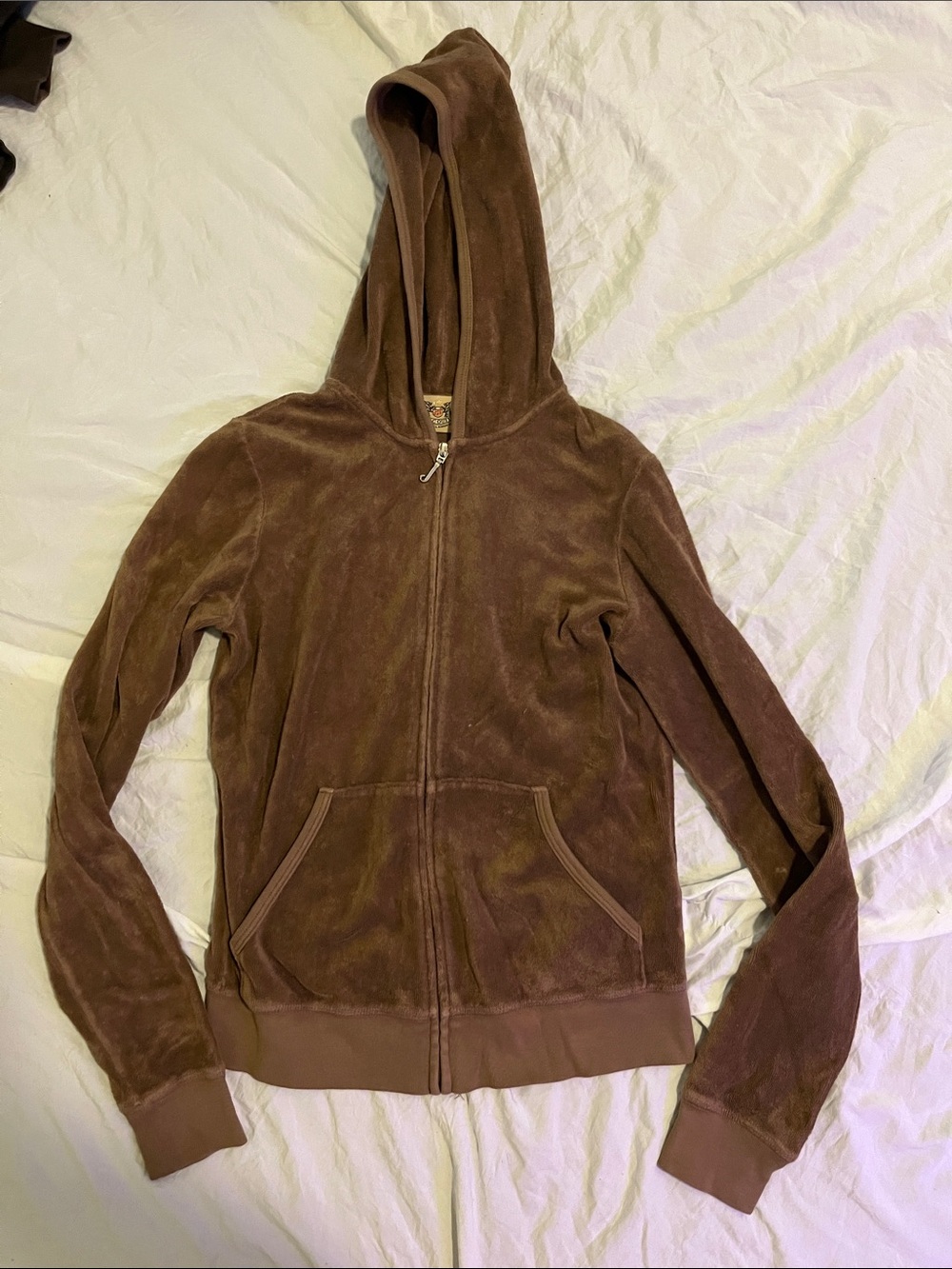 Juicy Couture Brown Hooded Zip-Up Teddy Jacket